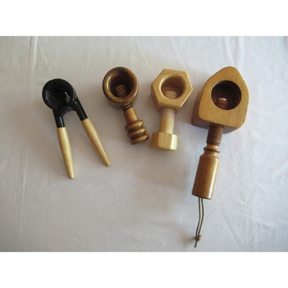 Unbranded Other - Vintage Wood Screw Twist Turn Nut Cracker Wooden Plier Style Mixed Lot 4x Decor